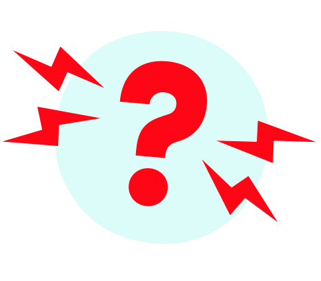 Bildtext: Frågetecken och blixtar