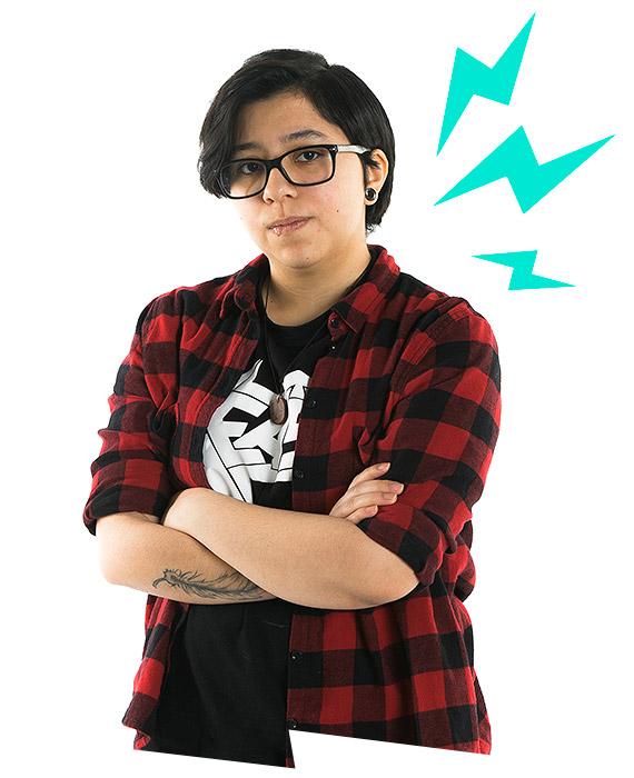 Bildtext: En person står med händerna i kors