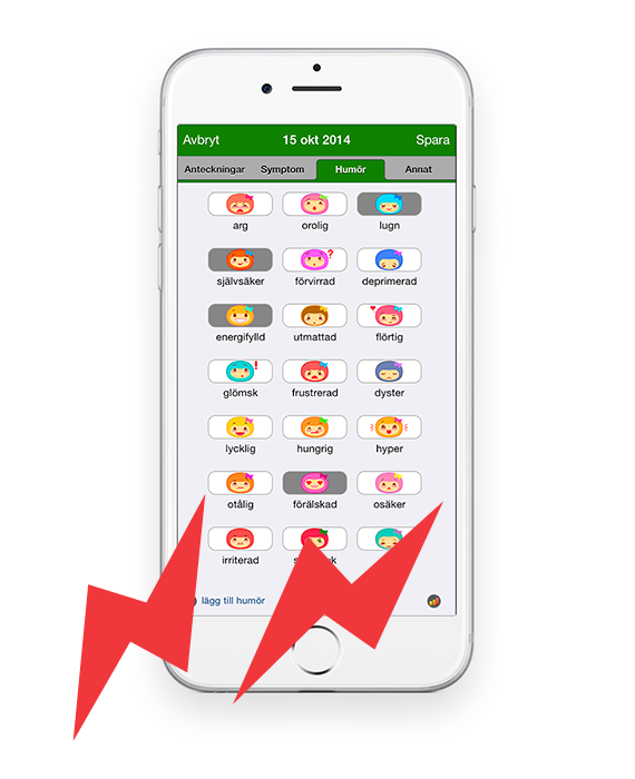 Bildtext: Telefon med screenshot från appen Menskoll